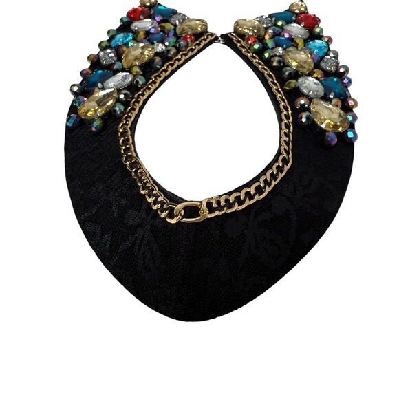 Womens Jeweled Collar Multicolor Stones Evening Prom Party Accessory - Picture 5 of 10